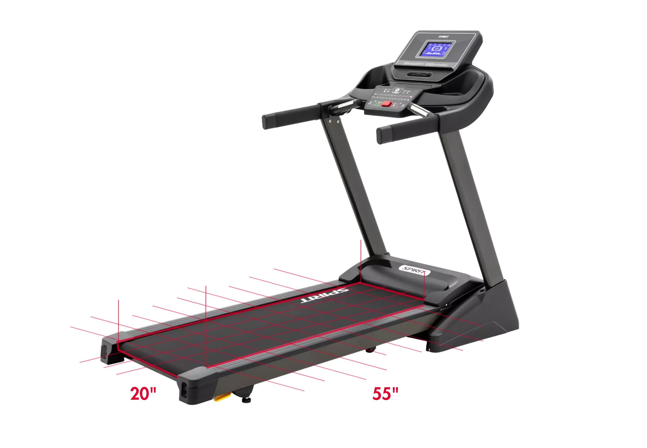 A treadmill that has the word spirit on it