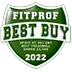 A green shield with the words `` fit prof best buy '' written on it